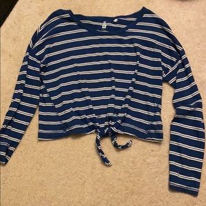 cropped striped longsleeve shirt
